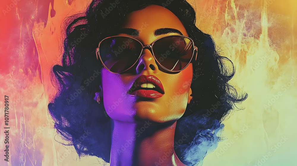 Woman with Sunglasses and Red Lips - Digital Illustration Woman with Sunglasses and Red Lips - Digital Illustration