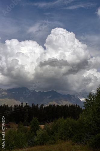 Beautiful clouds over the mountain range.