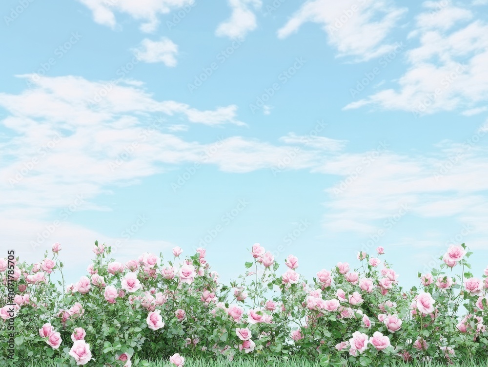 Fototapeta premium Pink Roses Under a Pastel Sky