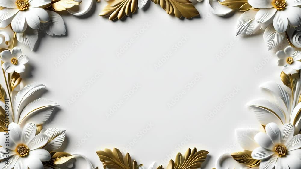 Floral white and gold background
