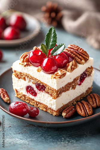 Cherry Cheesecake with Pecan Topping: A Festive Dessert