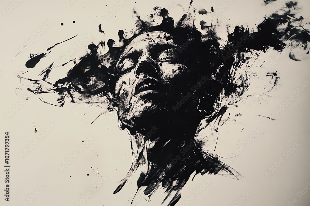Artistic ink drawing, monochrome Artistic ink drawing, monochrome