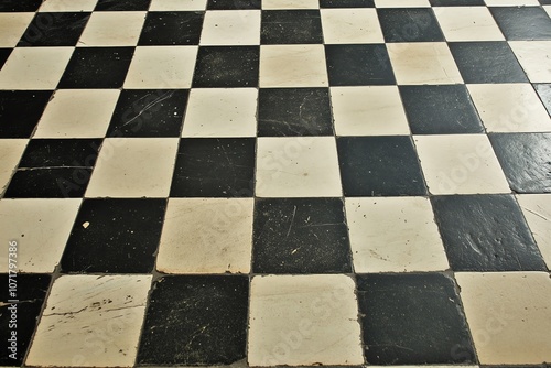 Simple checkerboard, black and cream photo