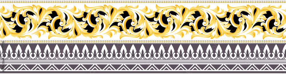 seamless beautiful wallpaper cards border design floral leaf vintage ornament Victorian geometric ethnic print paisley