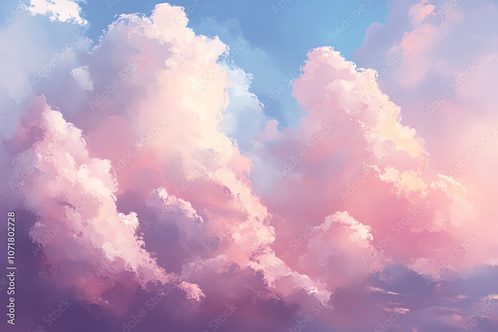 Fototapeta premium Soft pastel clouds, light pink