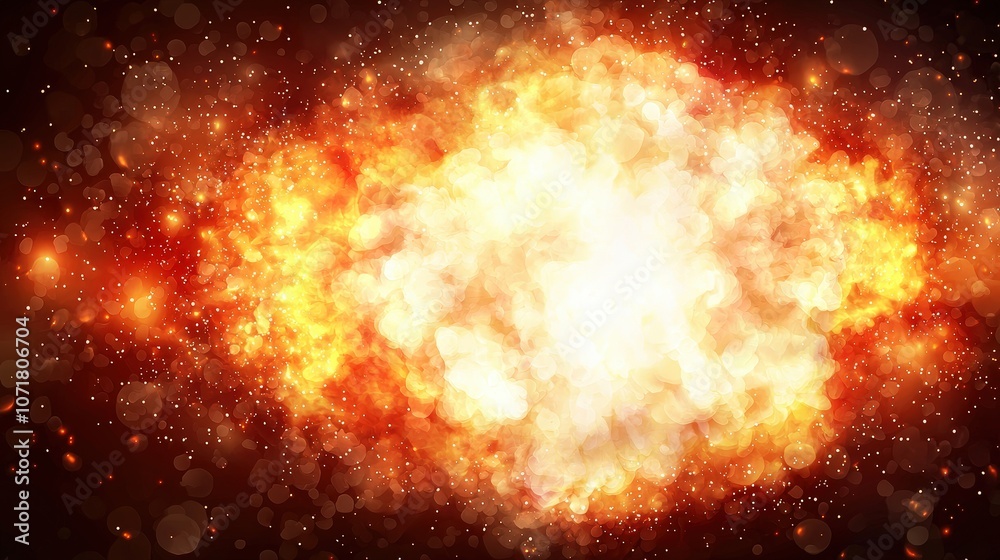 Naklejka premium Fiery Explosion with Sparks and Glowing Embers Abstract Background