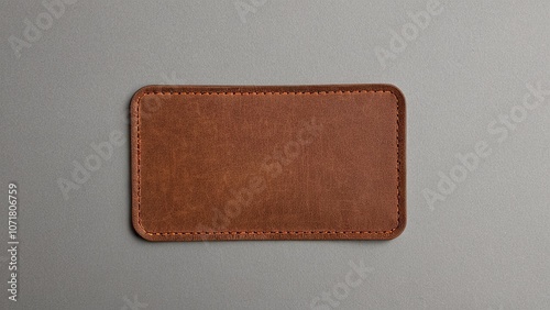 Close-up leather patch mockup on white, highlighting material and quality