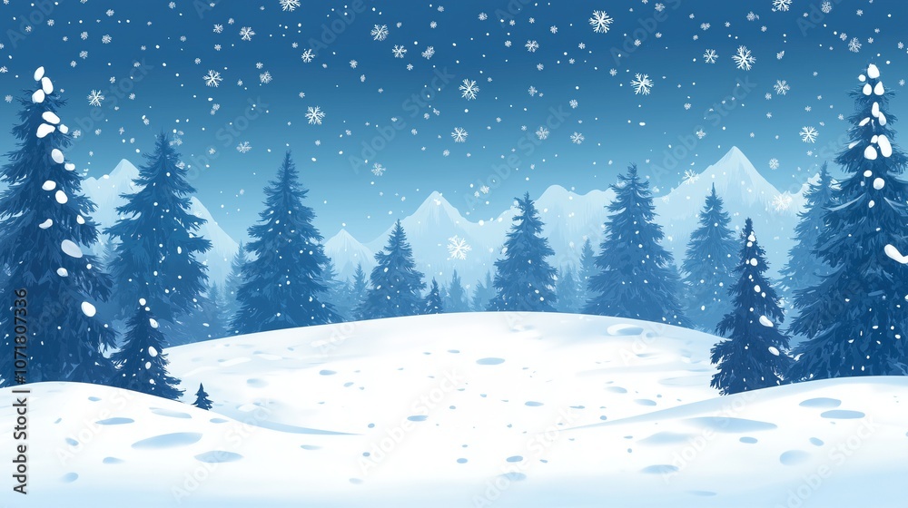 Fototapeta premium Winter landscape with spruce forest