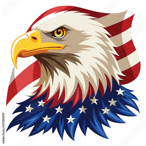 American bald eagle with patriotic theme, vector illustration, symbol of freedom and USA photo