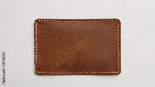 Detailed rectangular leather patch mockup on plain background