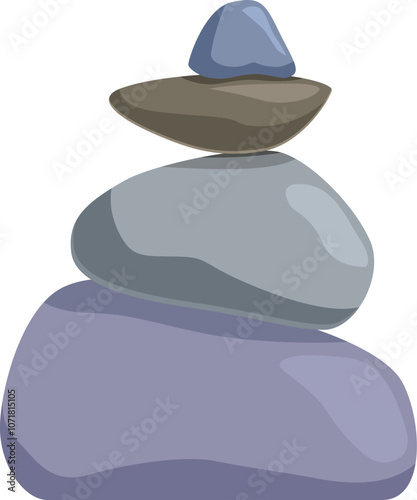 Cartoon illustration of a stack of smooth, balancing stones, symbolizing tranquility and meditation