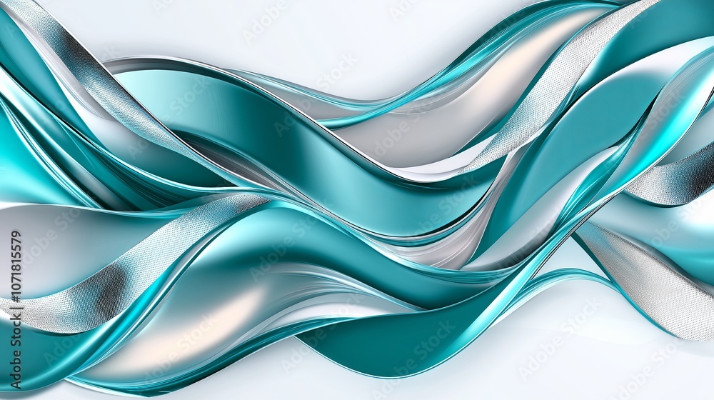 Obraz premium Abstract Geometric Waves with Metallic Silver Highlights