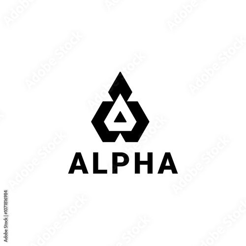 alpha logo, The design is monochromatic and uses bold geometric shapes, making it ideal for branding or identity purposes in various industries