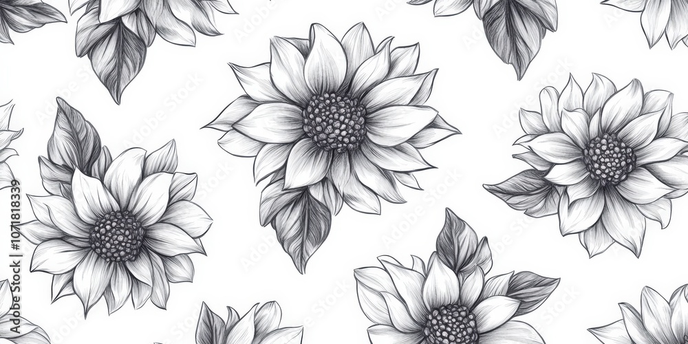Obraz premium Beautiful Black and White Floral Pattern