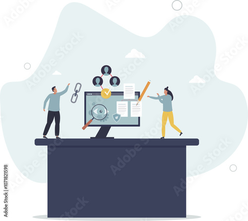 Contract management software as computer app programs .flat characters.