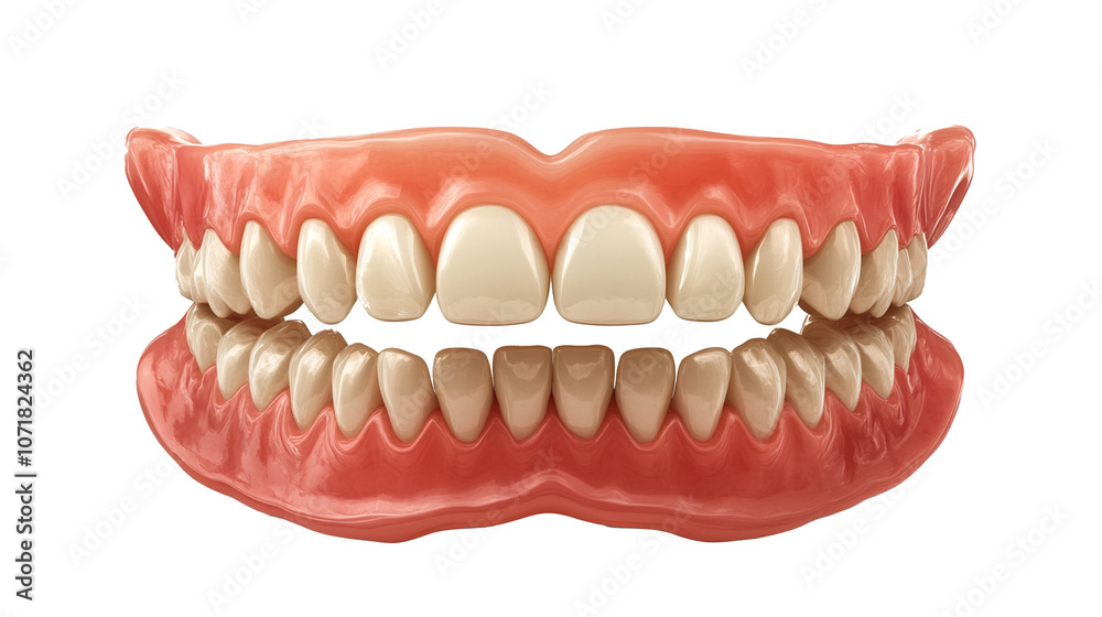 Detailed view of human dental anatomy showing natural alignment of upper and lower teeth Detailed view of human dental anatomy showing natural alignment of upper and lower teeth