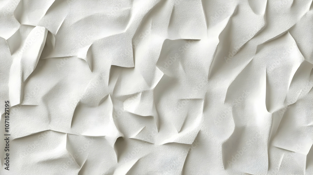 Abstract 3D White Background with Crumpled Texture Abstract 3D White Background with Crumpled Texture