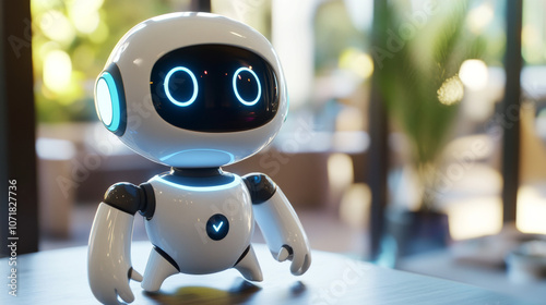 Wallpaper Mural A friendly robot with AI powers, ready to help with customer service. This fun character uses technology to provide support, with a cute and happy personality. Torontodigital.ca