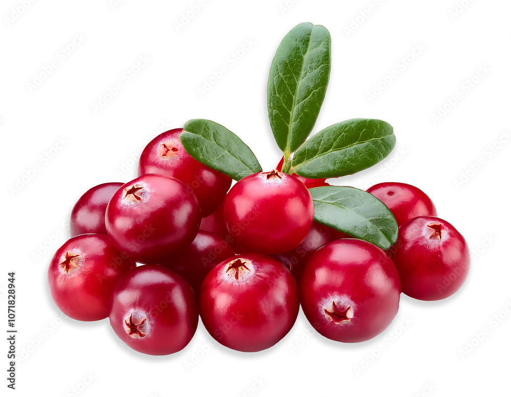 Obraz premium Cranberry with leaf isolated on white background