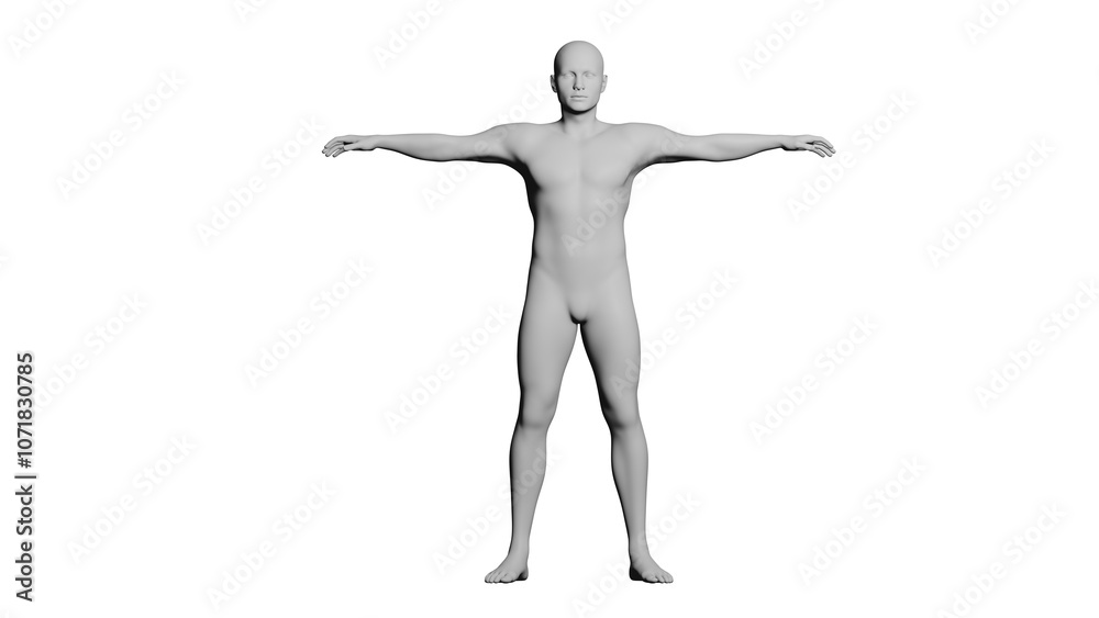 White Male Mannequin in T-Pose Isolated on Transparent Background. Front View. White Male Mannequin in T-Pose Isolated on Transparent Background. Front View.