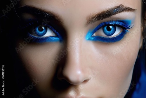 models piercing blue eyes close up of a models eyes with strikin photo