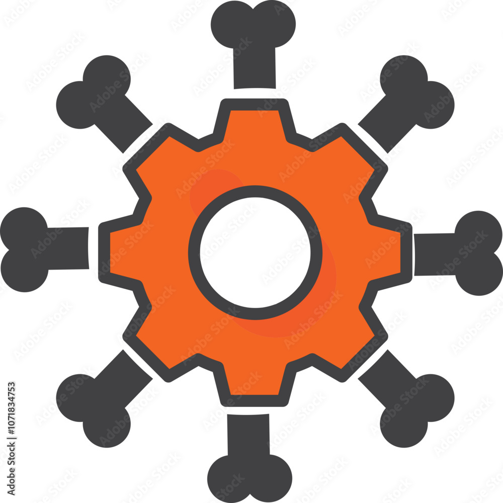 illustration of gear and crossedbones illustration of gear and crossedbones