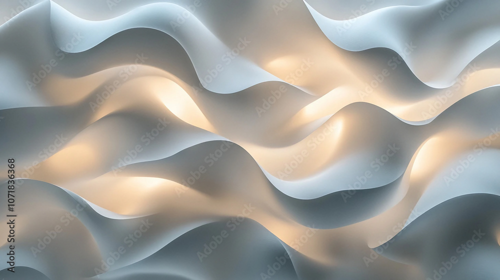 Obraz premium Abstract tech-inspired wave pattern in light gray and cream gradient