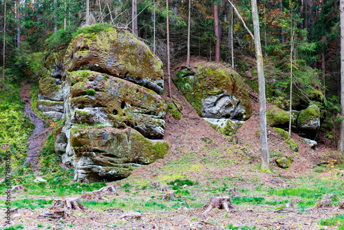 Colorful autumn Landscape in Bohemian Paradise, Czech Republic 