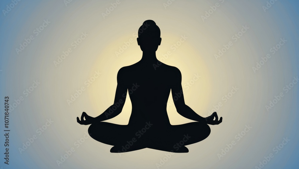 A person meditating in a tranquil environment with a soothing background gradient during the evening A person meditating in a tranquil environment with a soothing background gradient during the evening