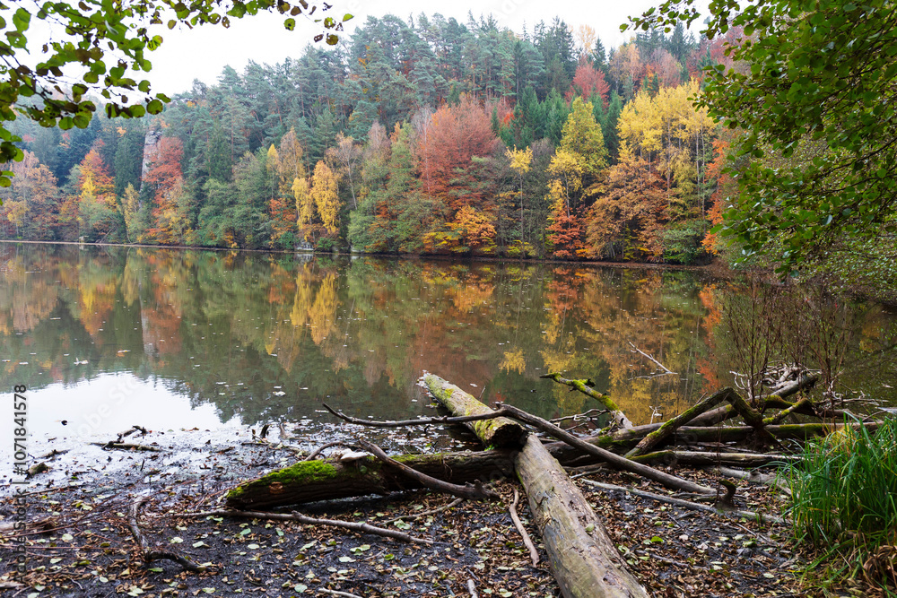 Colorful autumn Landscape in Bohemian Paradise, Czech Republic