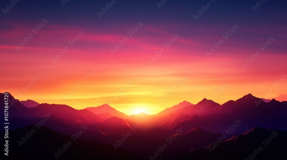 Fototapeta premium Stunning sunset over majestic mountains vibrant colors sky.