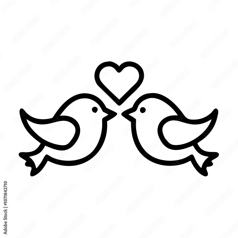 Lovebirds icon with heart for Valentine's Day symbolizing romance
Lovebirds icon with heart for Valentine's Day symbolizing romance