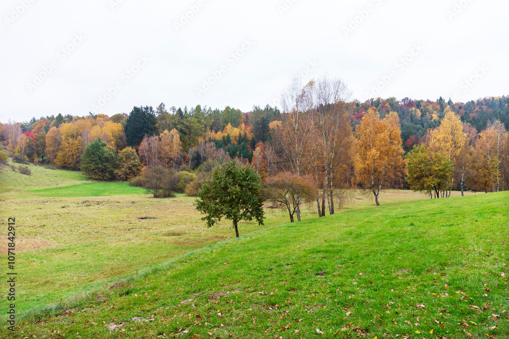 Colorful autumn Landscape in Bohemian Paradise, Czech Republic