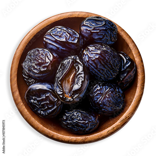 Prune on isolated white background