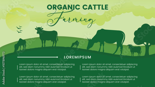 Organic cattle farming Flat background agriculture landscape design