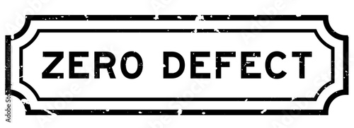 Grunge black zero defect word rubber seal stamp on white background