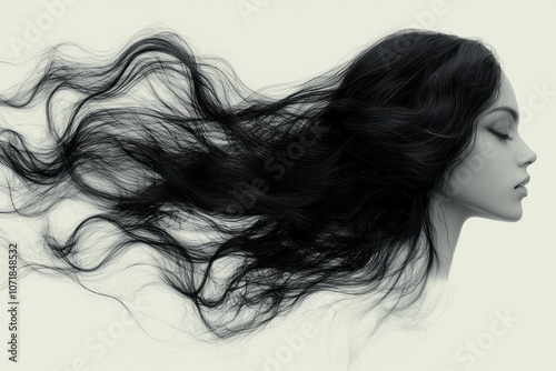 Simple graphic of a hair strand slipping away from the scalp, symbolizing hair loss in a gentle aesthetic,