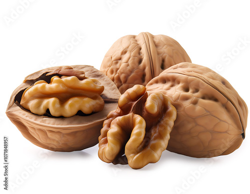 Walnut on white background