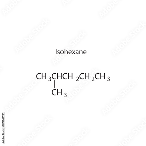 Isohexane skeletal structure diagram.Organic molecule compound molecule scientific illustration. photo