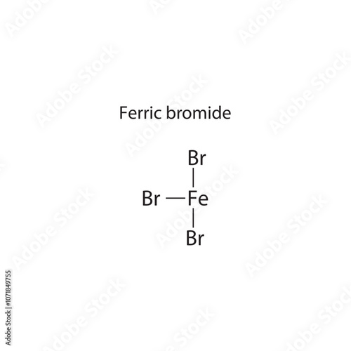 Ferric bromide skeletal structure diagram.Organic molecule compound molecule scientific illustration.