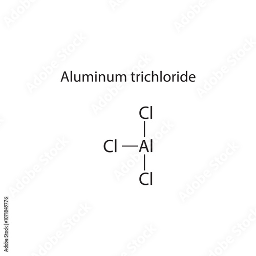 Aluminum trichloride skeletal structure diagram.Organic molecule compound molecule scientific illustration.