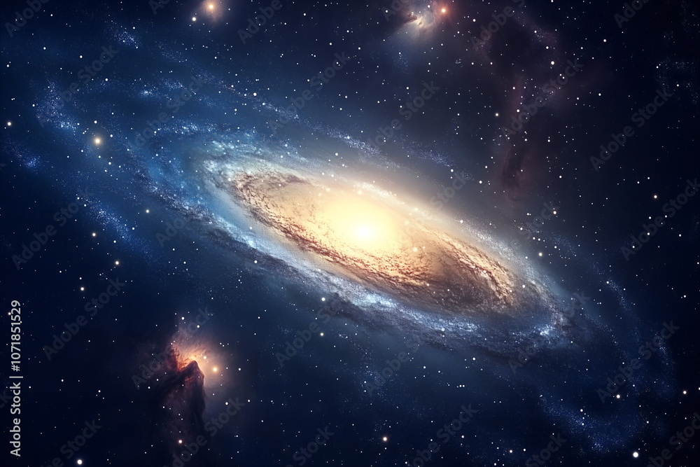 Fototapeta premium The Andromeda Galaxy as seen from afar, surrounded by distant stars