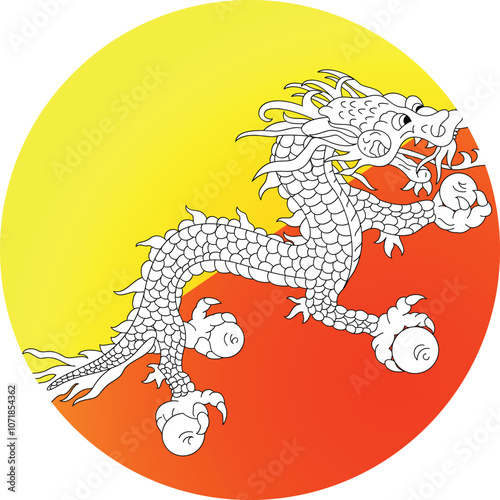 Bhutan Country Round Flag Vector