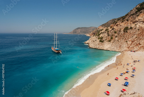 The beautiful Kaputas beach near Kalkan in southern Turkey on the Mediterranean. photo