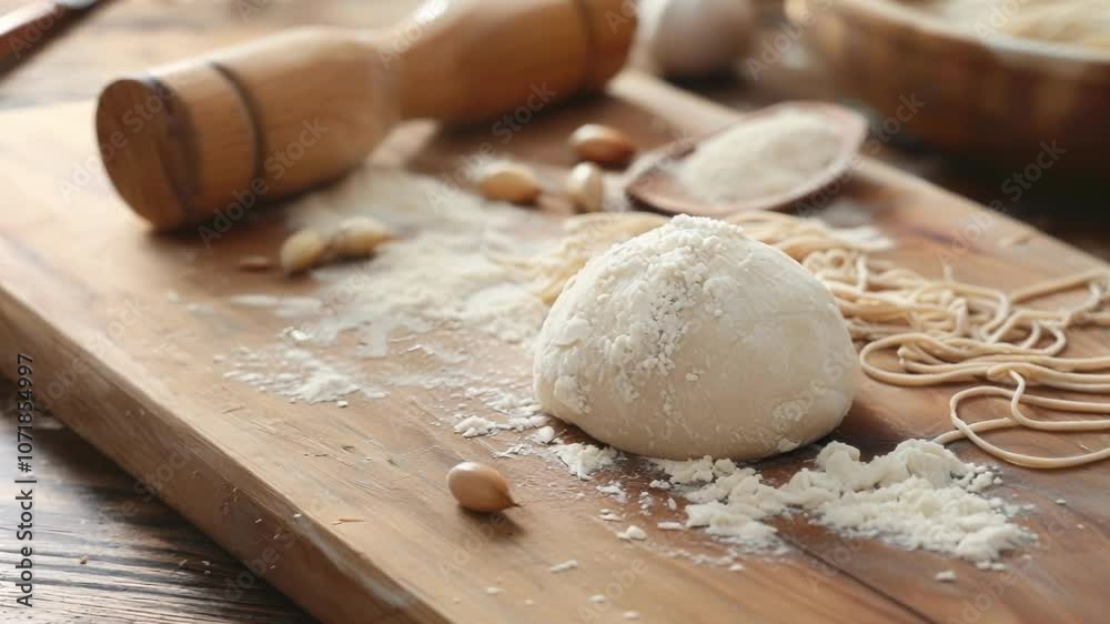 Fresh ingredients are laid out on a wooden table, creating a rustic and inviting atmosphere for baking. The image evokes a sense of warmth and homemade goodness