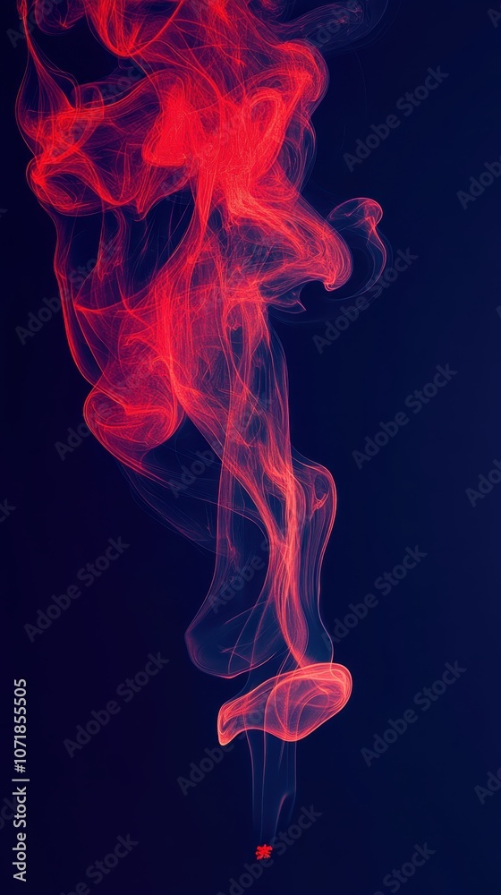 Obraz premium Red Smoke Swirling on Dark Background 