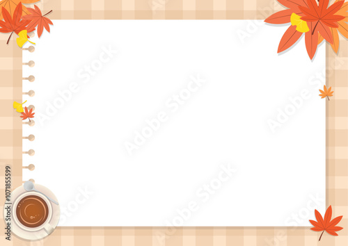 가을느낌이 나는 티타임 편지지, 배경 일러스트 디자인