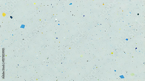 Abstract Background with Scattered Colorful Shapes and Speckles on a Light Gray Canvas