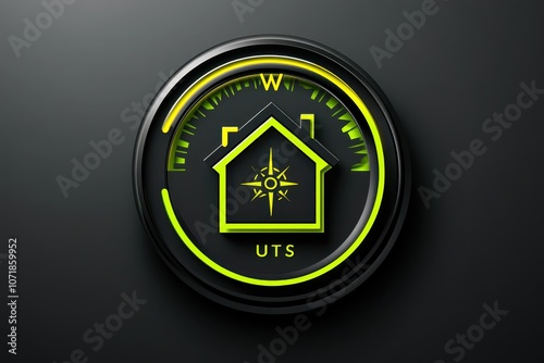 Compass Icon with House Symbol	