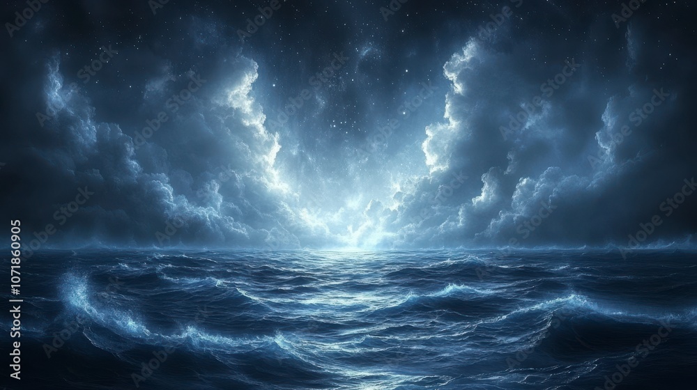 Night Sea Under a Starry Sky Night Sea Under a Starry Sky